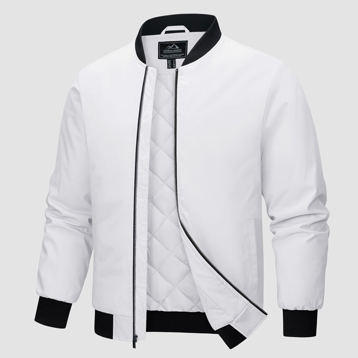 Men's Winter Bomber Jacket, Quilted & Windproof Zip-Up Coat