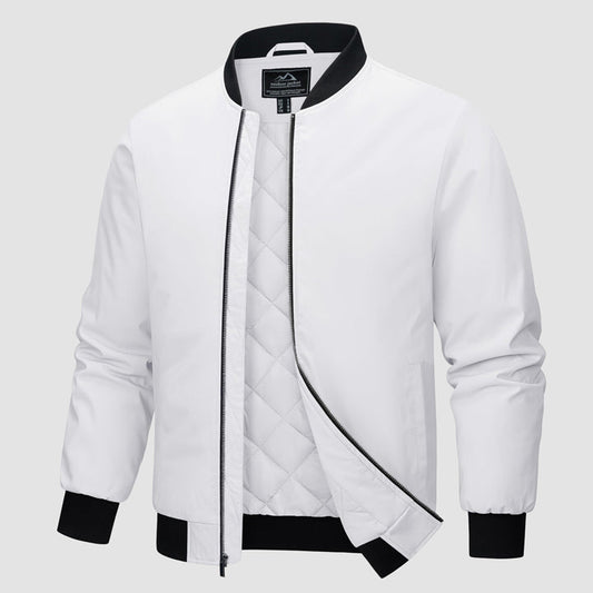 Men's Winter Bomber Jacket, Quilted & Windproof Zip-Up Coat