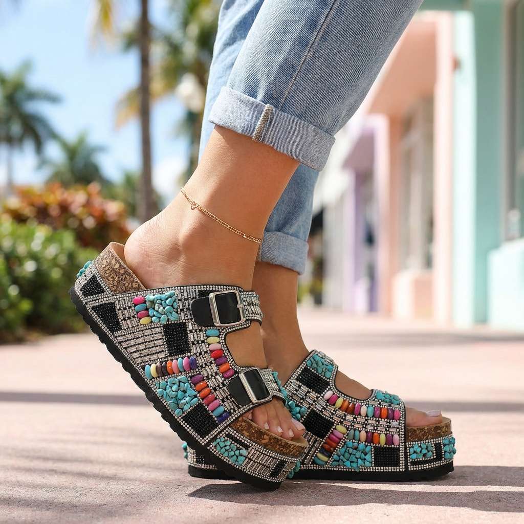 Coralie Beaded Slides