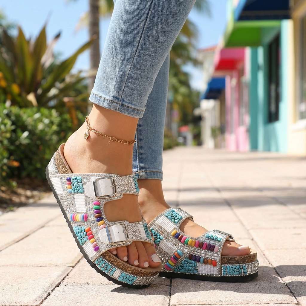 Coralie Beaded Slides