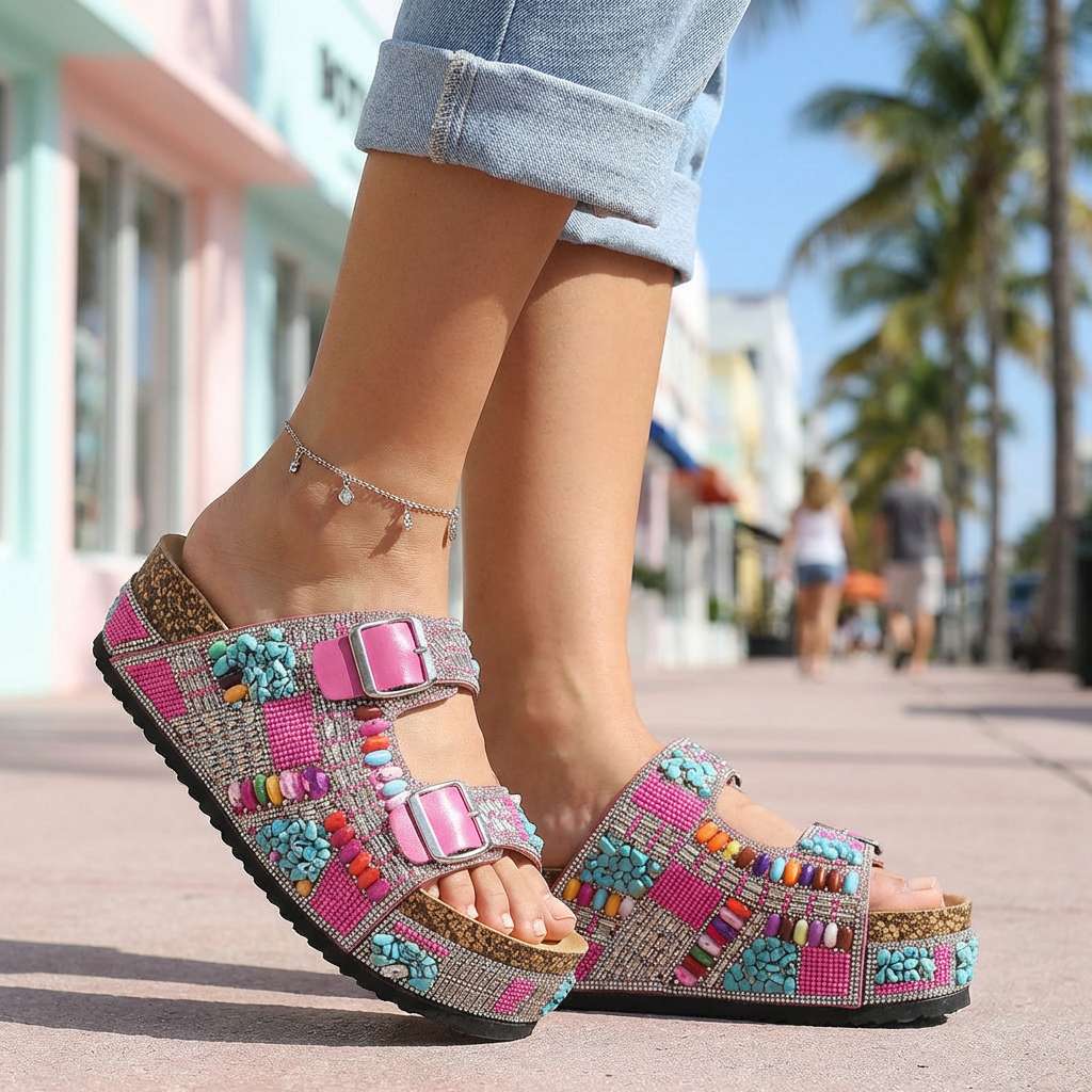 Coralie Beaded Slides
