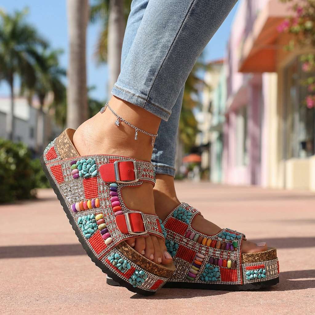 Coralie Beaded Slides