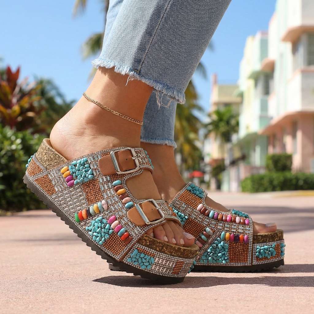 Coralie Beaded Slides