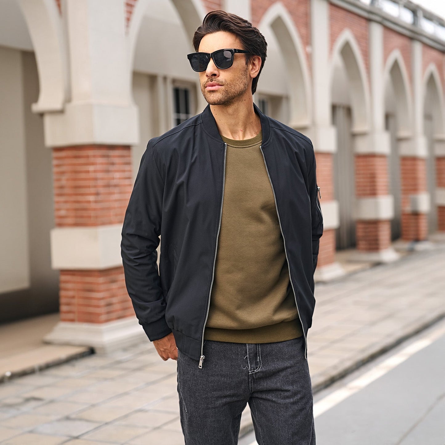 Men's Bomber Jacket Lightweight Windproof Casual Jacket