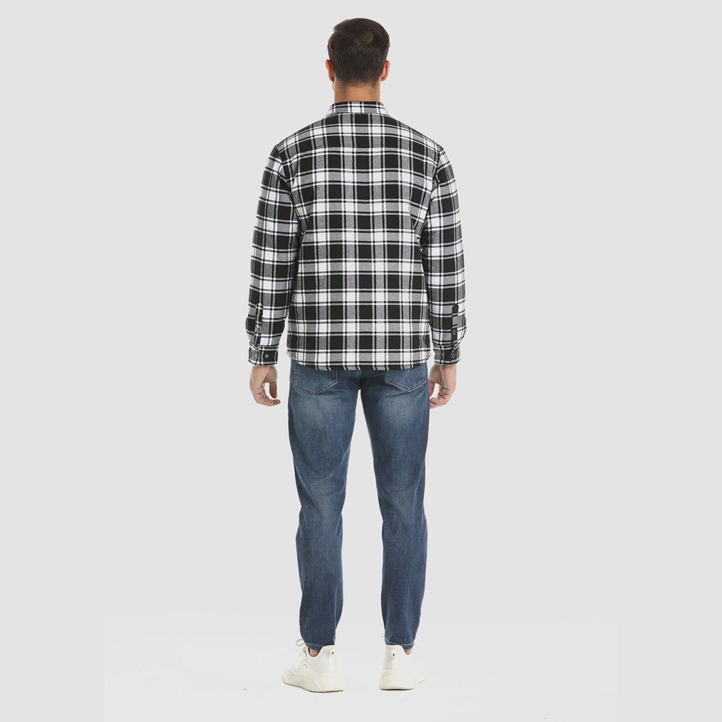 Men's Quilted Flannel Jacket - Warm Winter Padded Shirt