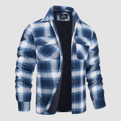 Men's Quilted Flannel Jacket - Warm Winter Padded Shirt